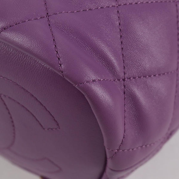 CHANEL Chain Matelasse Backpack Lamb Skin Purple CC Auth BA1260SM