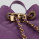 CHANEL Chain Matelasse Backpack Lamb Skin Purple CC Auth BA1260SM-24