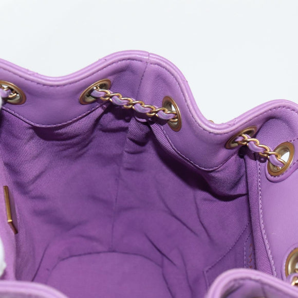 CHANEL Chain Matelasse Backpack Lamb Skin Purple CC Auth BA1260AM
