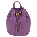 CHANEL Chain Matelasse Backpack Lamb Skin Purple CC Auth BA1260SM-13