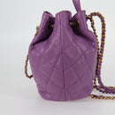 CHANEL Chain Matelasse Backpack Lamb Skin Purple CC Auth BA1260SM-4