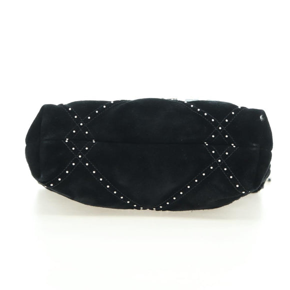 CHANEL 22 Drawstring Chain Shoulder Bag Suede Black Silver CC Auth BA12610SM