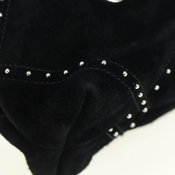 CHANEL 22 Drawstring Chain Shoulder Bag Suede Black Silver CC Auth BA12610SM