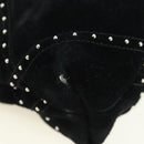 CHANEL 22 Drawstring Chain Shoulder Bag Suede Black Silver CC Auth BA12610SM-15
