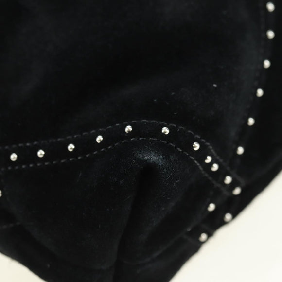 CHANEL 22 Drawstring Chain Shoulder Bag Suede Black Silver CC Auth BA12610SM