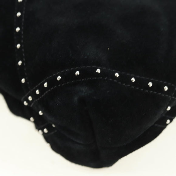 CHANEL 22 Drawstring Chain Shoulder Bag Suede Black Silver CC Auth BA12610SM
