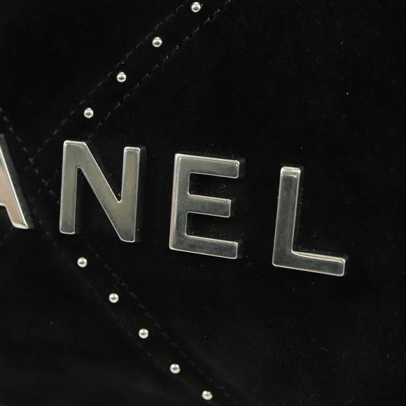 CHANEL 22 Drawstring Chain Shoulder Bag Suede Black Silver CC Auth BA12610SM