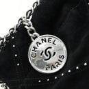 CHANEL 22 Drawstring Chain Shoulder Bag Suede Black Silver CC Auth BA12610SM-20