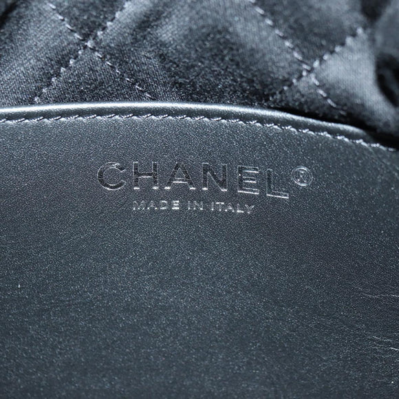 CHANEL 22 Drawstring Chain Shoulder Bag Suede Black Silver CC Auth BA12610SM