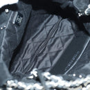 CHANEL 22 Drawstring Chain Shoulder Bag Suede Black Silver CC Auth BA12610SM-10