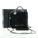 CHANEL 22 Drawstring Chain Shoulder Bag Suede Black Silver CC Auth BA12610SM-12