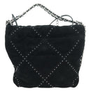 CHANEL 22 Drawstring Chain Shoulder Bag Suede Black Silver CC Auth BA12610SM-2