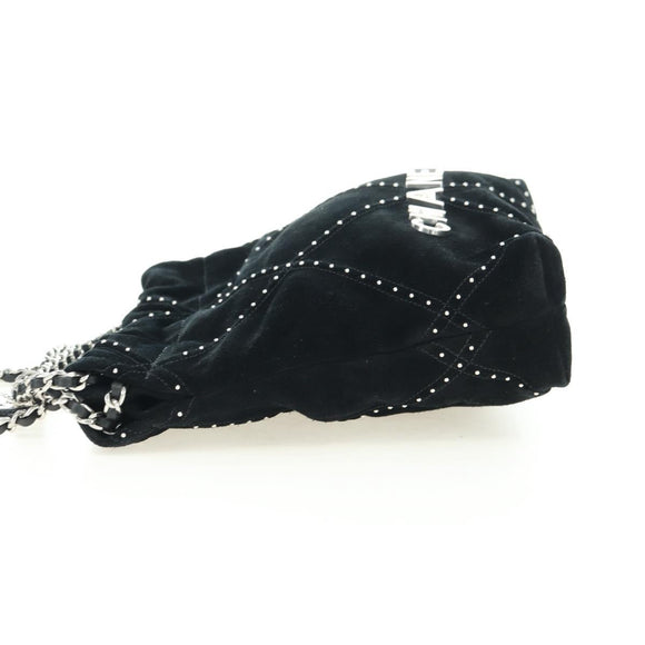 CHANEL 22 Drawstring Chain Shoulder Bag Suede Black Silver CC Auth BA12610SM