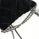 CHANEL 22 Drawstring Chain Shoulder Bag Suede Black Silver CC Auth BA12610SM-6