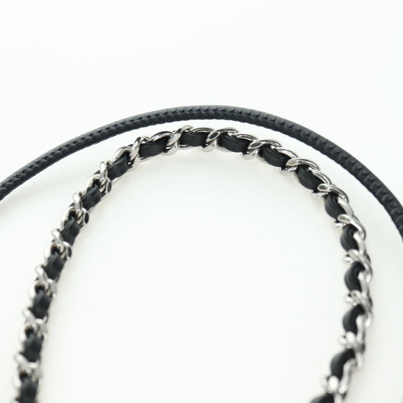 CHANEL 22 Drawstring Chain Shoulder Bag Suede Black Silver CC Auth BA12610SM