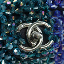 CHANEL Chain Shoulder Bag Beads Blue Silver CC Auth BA12611SM-14