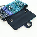 CHANEL Chain Shoulder Bag Beads Blue Silver CC Auth BA12611SM-15