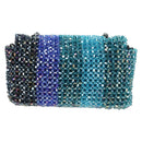 CHANEL Chain Shoulder Bag Beads Blue Silver CC Auth BA12611SM-3