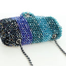 CHANEL Chain Shoulder Bag Beads Blue Silver CC Auth BA12611SM-6