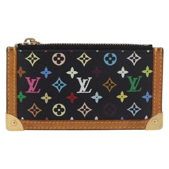 LOUIS VUITTON Monogram Multicolor Pochette Cles Geldbörse Schwarz M13664 Auth BA12619A