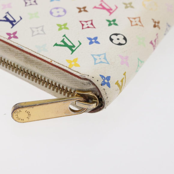LOUIS VUITTON Monogram Multicolor Zippy Long Wallet White M60241 LV Auth BA12620