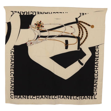CHANEL Scarf Silk Black CC Auth BA12630