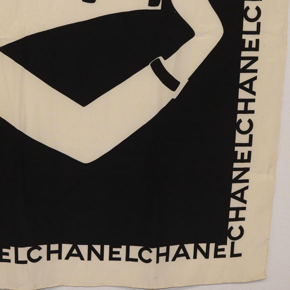 CHANEL Scarf Silk Black CC Auth BA12630