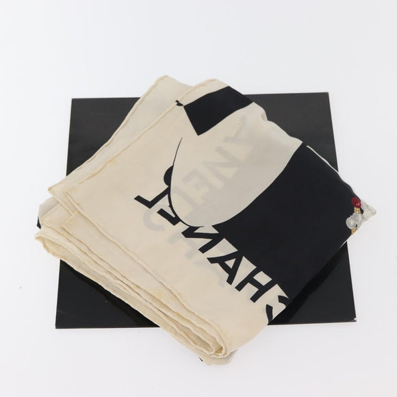 CHANEL Scarf Silk Black CC Auth BA12630