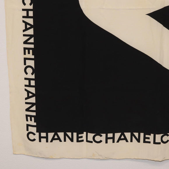 CHANEL Scarf Silk Black CC Auth BA12630