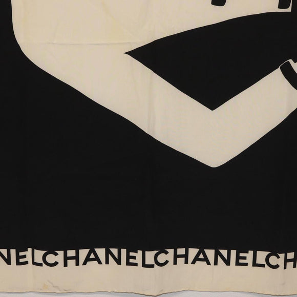 CHANEL Scarf Silk Black CC Auth BA12630