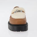 HERMES Kelly Belt Moccasin Loafers Shoes Leather Brown Silver Auth BA12632V-11