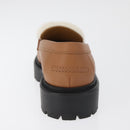 HERMES Kelly Belt Moccasin Loafers Shoes Leather Brown Silver Auth BA12632V-12