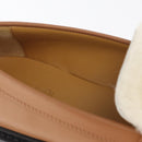 HERMES Kelly Belt Moccasin Loafers Shoes Leather Brown Silver Auth BA12632V-16