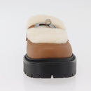 HERMES Kelly Belt Moccasin Loafers Shoes Leather Brown Silver Auth BA12632V-29