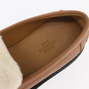 HERMES Kelly Belt Moccasin Loafers Shoes Leather Brown Silver Auth BA12632V-32