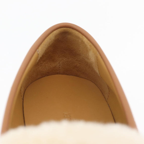 HERMES Kelly Belt Moccasin Loafers Shoes Leather Brown Silver Auth BA12632V