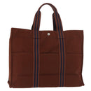 HERMES Fourre Tout GM Tote Bag Canvas Brown Silver Auth BA12636A-1