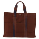 HERMES Fourre Tout GM Tote Bag Canvas Brown Silver Auth BA12636A-2