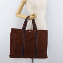HERMES Fourre Tout GM Tote Bag Canvas Brown Silver Auth BA12636A-21