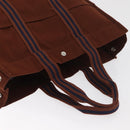 HERMES Fourre Tout GM Tote Bag Canvas Brown Silver Auth BA12636A-6
