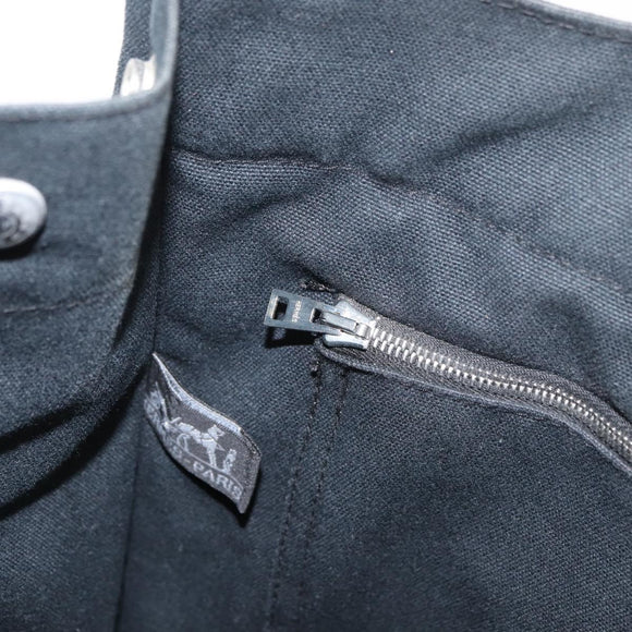 HERMES Fourre Tout MM Tote Bag katoen Zwart Zilver Auth BA12637