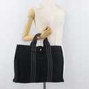 HERMES Fourre Tout MM Tote Bag katoen Zwart Zilver Auth BA12637-22