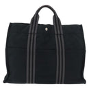 HERMES Fourre Tout MM Tote Bag katoen Zwart Zilver Auth BA12637-2
