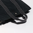 HERMES Fourre Tout MM Tote Bag katoen Zwart Zilver Auth BA12637-6