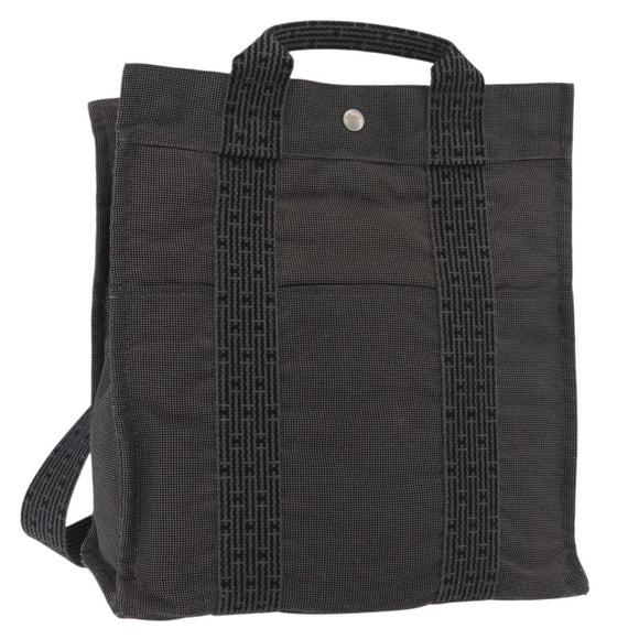 HERMES Her Line Backpack Canvas Gray Silver Auth BA12638A