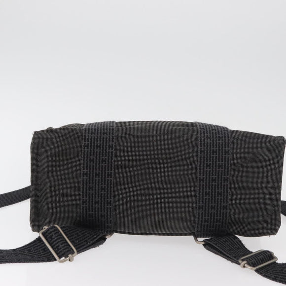 HERMES Her Line Backpack Canvas Gray Silver Auth BA12638A