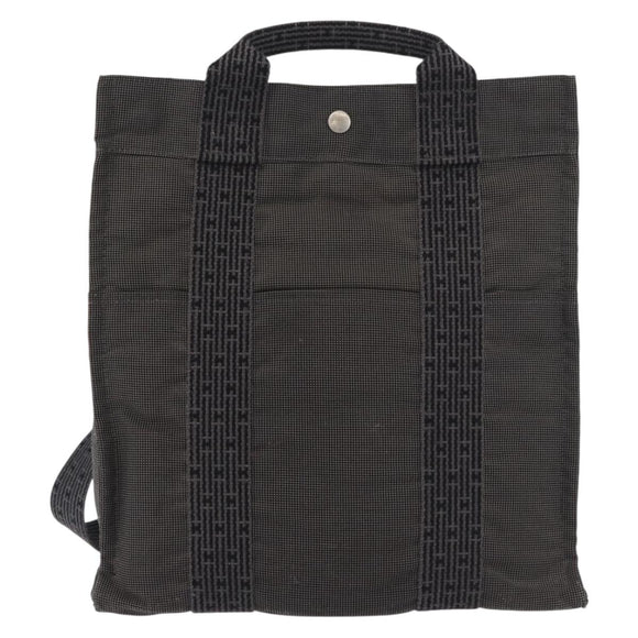 HERMES Her Line Backpack Canvas Gray Silver Auth BA12638A