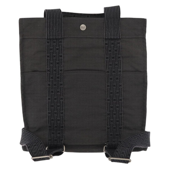 HERMES Her Line Backpack Canvas Gray Silver Auth BA12638A