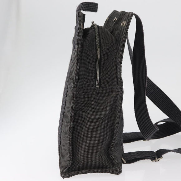 HERMES Her Line Backpack Canvas Gray Silver Auth BA12638A