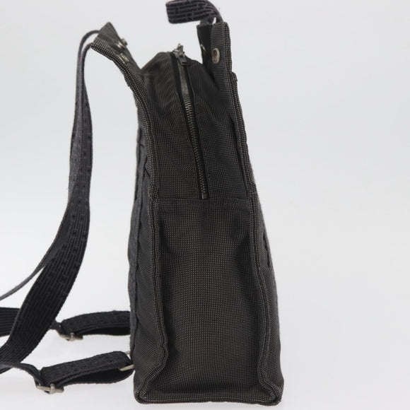 HERMES Her Line Backpack Canvas Gray Silver Auth BA12638A